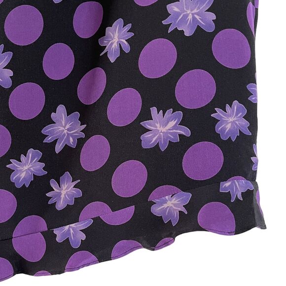 August Max Skirt Set Womans Plus Size 16 Top 100% Silk Ruffle Hem Purple Black - Picture 9 of 13